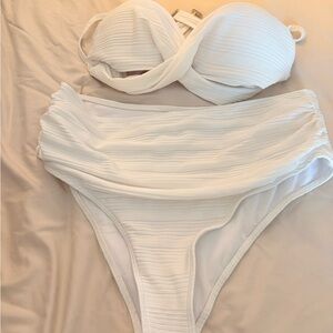 White Textured Two-Piece Bikini